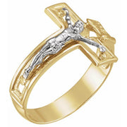 14K Yellow/White 16.7 mm Crucifix Ring