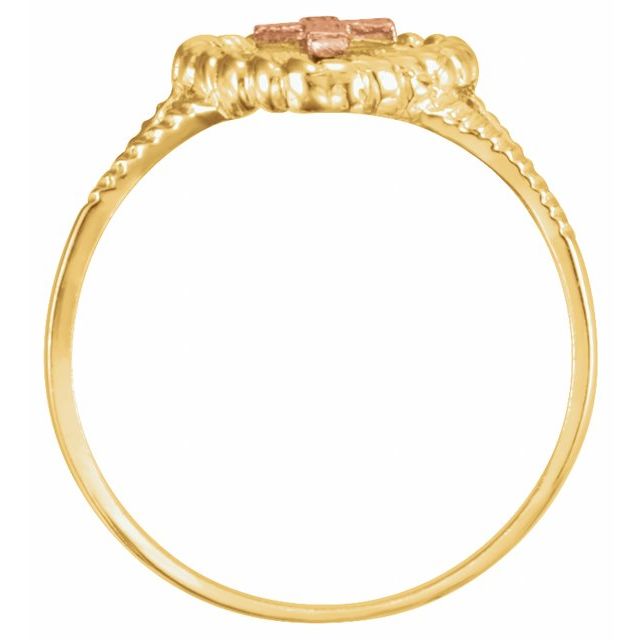 14K Yellow/Rose Heart Cross Ring