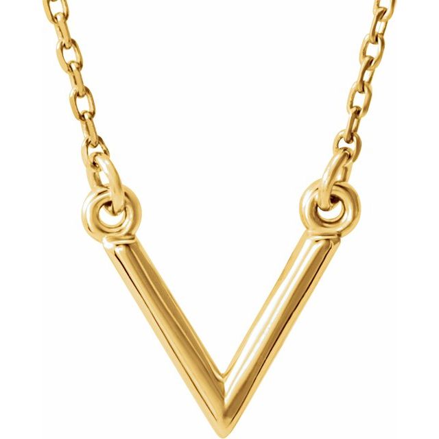 14k Yellow Geometric V 16 1/2' Necklace