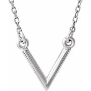 14k White Geometric V 16 1/2' Necklace