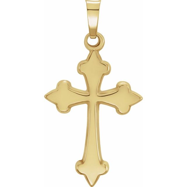 14k Yellow 27.7x14.7 Mm Hollow Cross Pendant