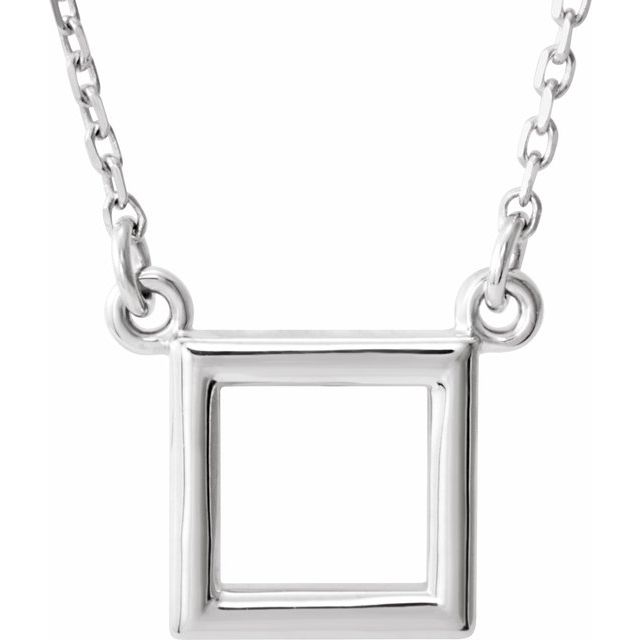 14k White Square 16 1/2' Necklace