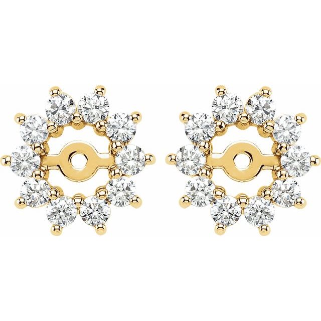 14k Yellow 5/8 Ctw Diamond Earring Jackets With 3.7mm Id