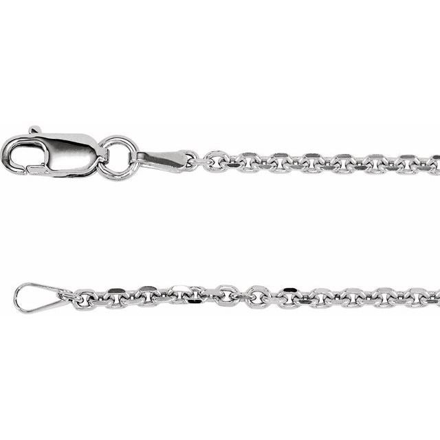 Rhodium-Plated Sterling Silver 1.75 mm Diamond-Cut Cable 16' Chain