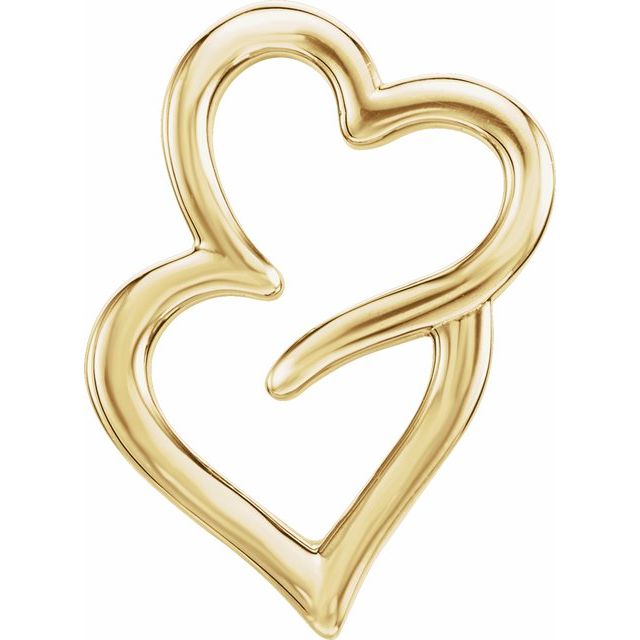 14k Yellow Double Heart Slide Pendant