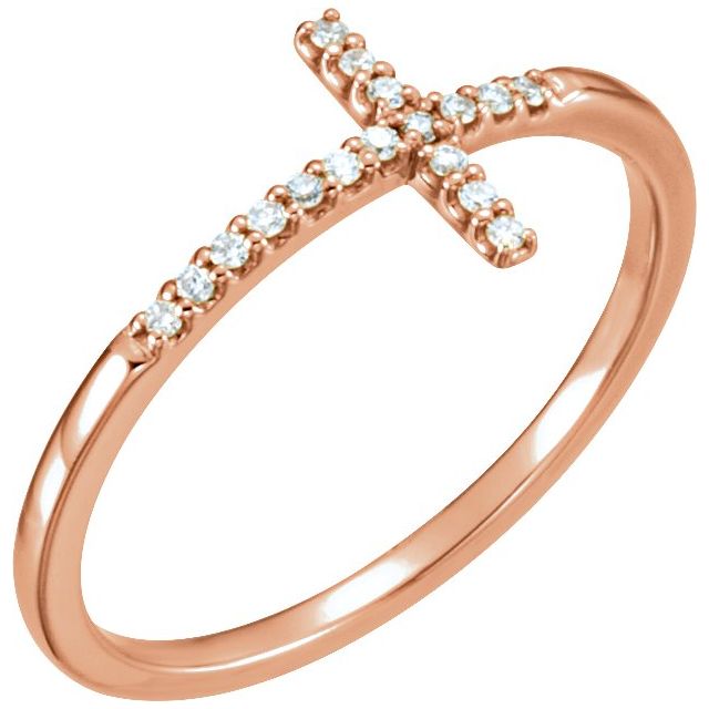 14K Rose .08 CTW Lab-Grown Diamond Sideways Cross Ring