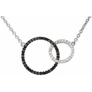 14K White 1/3 CTW Natural Black & White Diamond Circle 18' Necklace