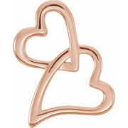 14k Rose Double Heart Slide Pendant