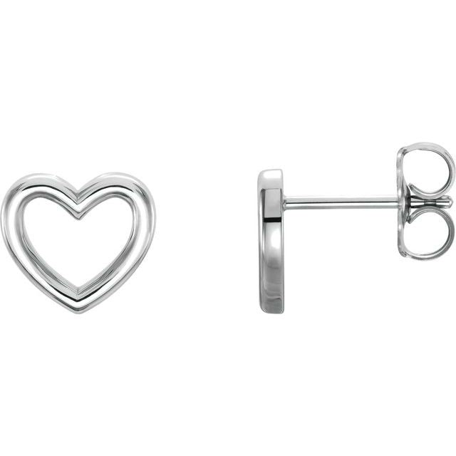 14k White Heart Earrings