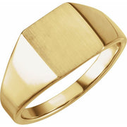 14k Yellow 12x10 Mm Rectangle Signet Ring