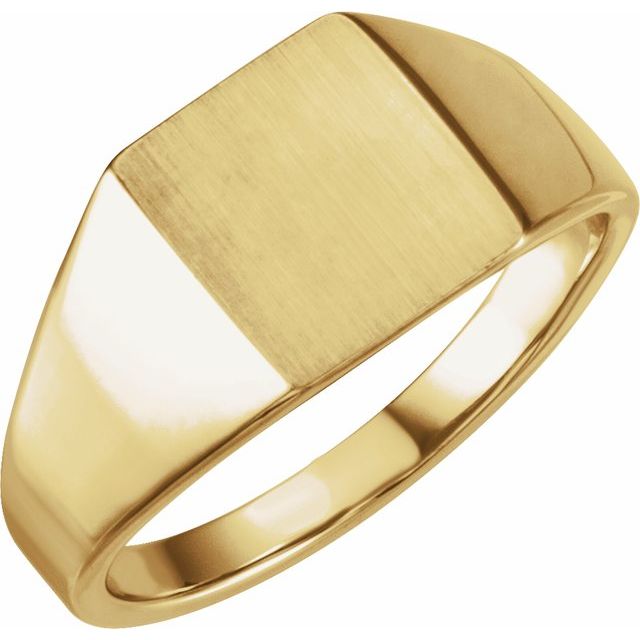 14k Yellow 12x10 Mm Rectangle Signet Ring