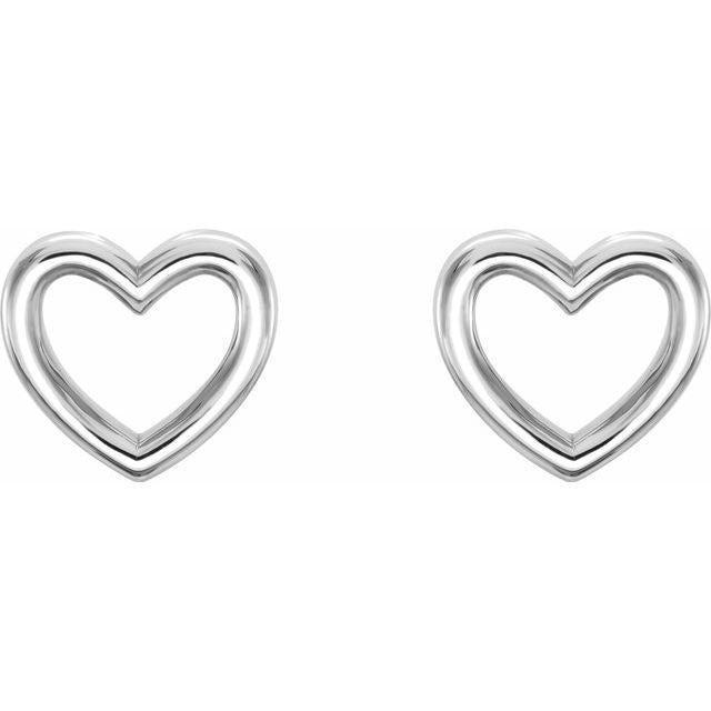 14k White Heart Earrings