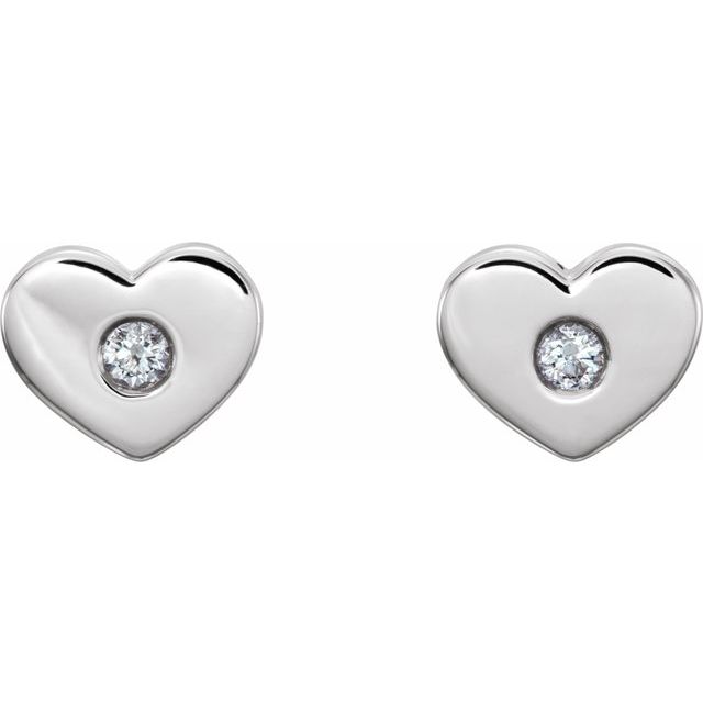 14k White .06 Ctw Natural Diamond Heart Earrings