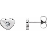 14k White .06 Ctw Natural Diamond Heart Earrings