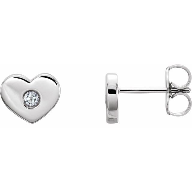 14k White .06 Ctw Natural Diamond Heart Earrings