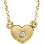14k Yellow .03 Ctw Natural Diamond Heart 16' Necklace