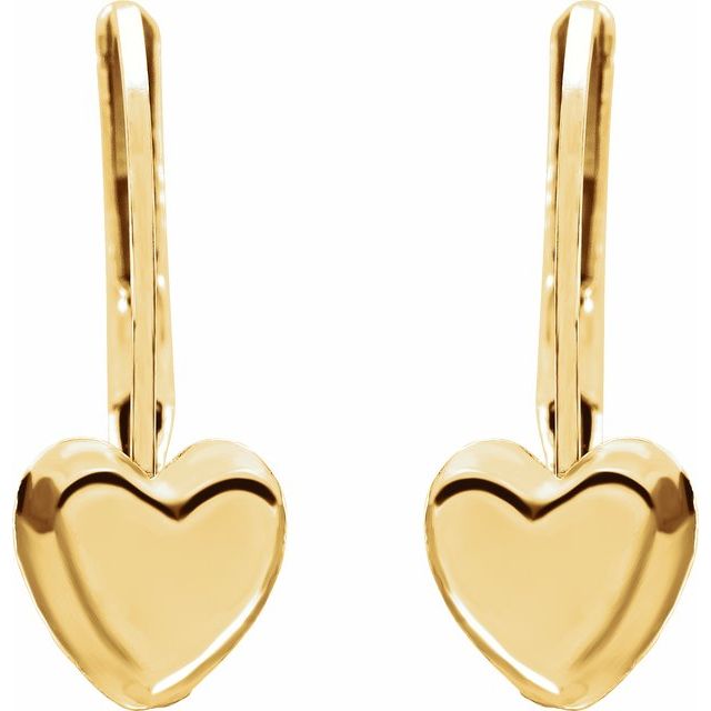 14K Yellow Heart Earrings