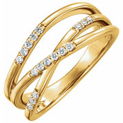 14k Yellow 1/6 Ctw Natural Diamond Criss-cross Ring