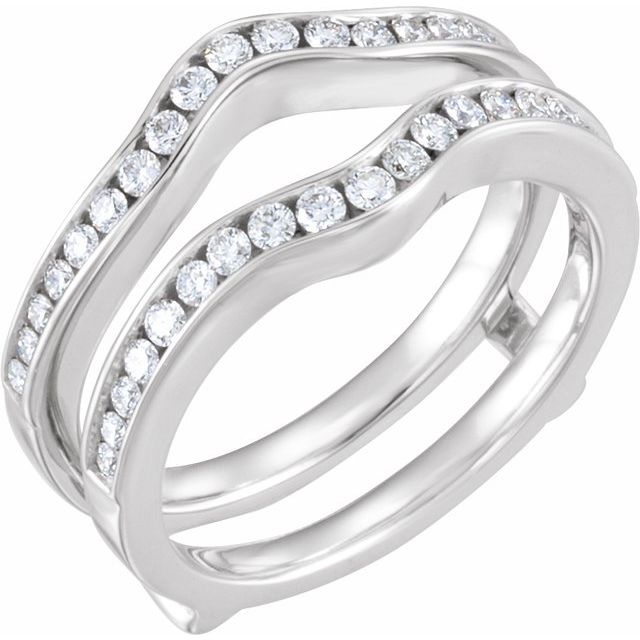 14k White 1/2 Ctw Natural Diamond Ring Guard