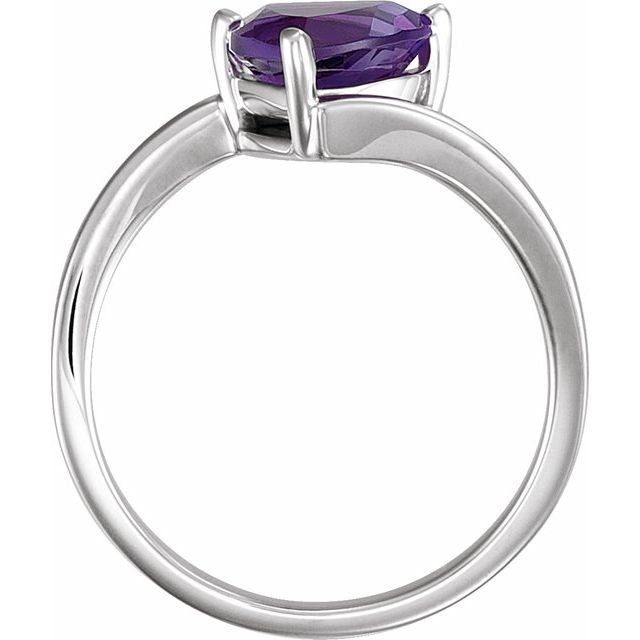14k White Natural Amethyst Ring