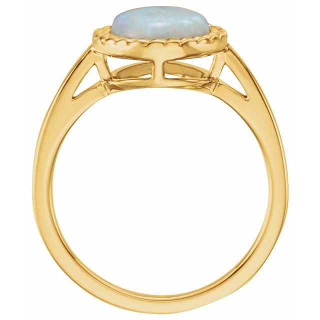 14k Yellow Natural White Opal Ring