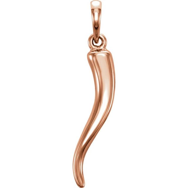 14k Rose Italian Horn Pendant