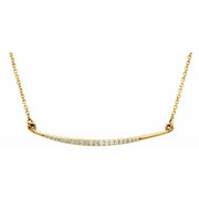 14k Yellow 1/8 Ctw Natural Diamond Curved Bar 16' Necklace