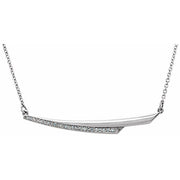 14k White .08 Ctw Natural Diamond Bar 17.5' Necklace