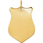 14K Yellow Engravable Sheild Pendant