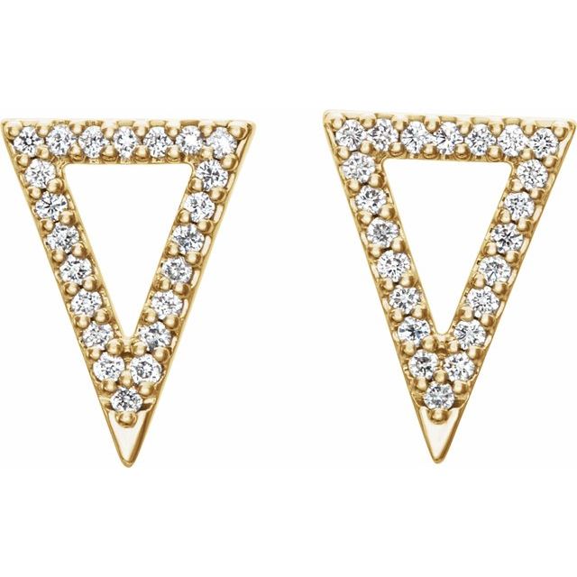 14k Yellow 1/5 Ctw Natural Diamond Triangle Earrings