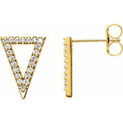 14k Yellow 1/5 Ctw Natural Diamond Triangle Earrings