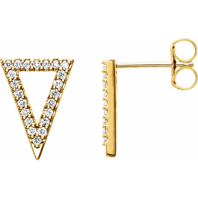 14k Yellow 1/5 Ctw Natural Diamond Triangle Earrings