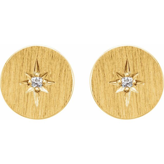 14k Yellow .02 Ctw Natural Diamond Earrings