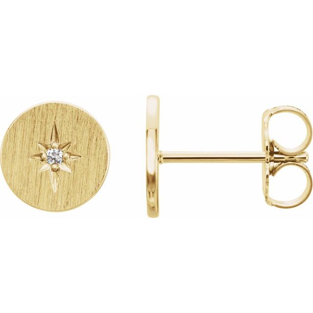 14k Yellow .02 Ctw Natural Diamond Earrings