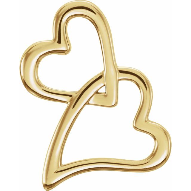 14k Yellow Double Heart Slide Pendant
