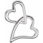14k White Double Heart Slide Pendant