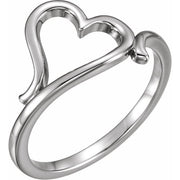 14k White Heart Ring