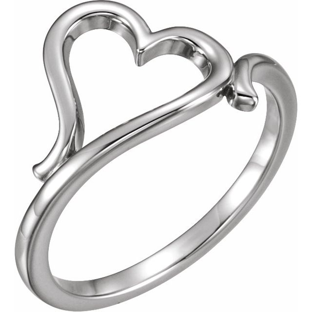 14k White Heart Ring