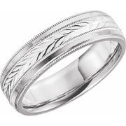 14K White 6 mm Wheat Patterned Band Size 11.5