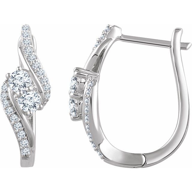 14k White 5/8 Ctw Natural Diamond Earrings