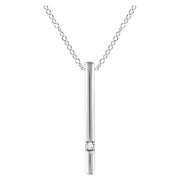 14k White .015 Ct Natural Diamond Bar 16-18' Necklace