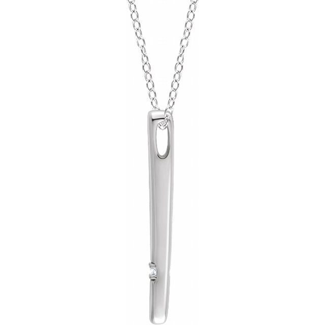 14k White .015 Ct Natural Diamond Bar 16-18' Necklace