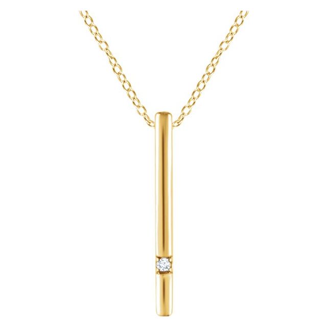 14k Yellow .015 Ct Natural Diamond Bar 16-18' Necklace