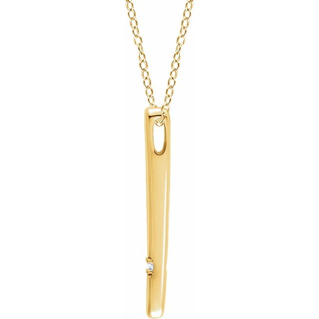 14k Yellow .015 Ct Natural Diamond Bar 16-18' Necklace