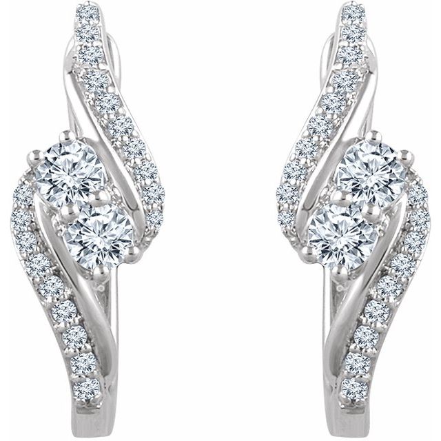 14k White 5/8 Ctw Natural Diamond Earrings