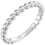 14k White 2.5 Mm Stackable Beaded Ring