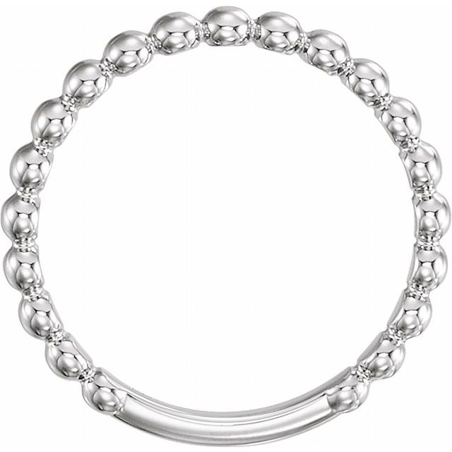 14k White 2.5 Mm Stackable Beaded Ring