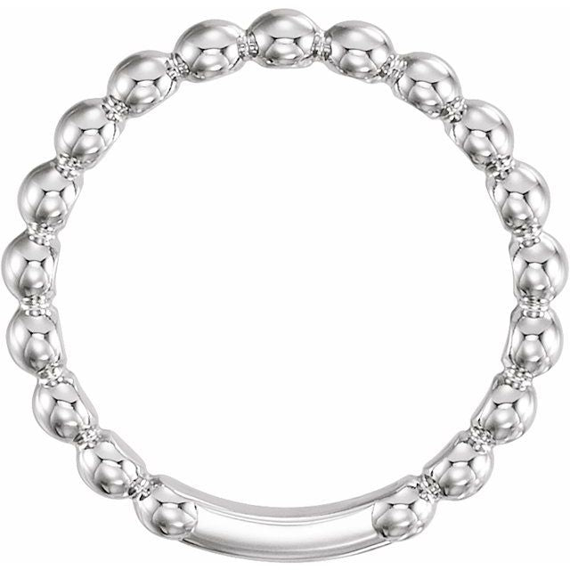 14k White 3 Mm Stackable Beaded Ring