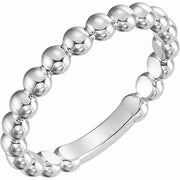 14k White 3 Mm Stackable Beaded Ring