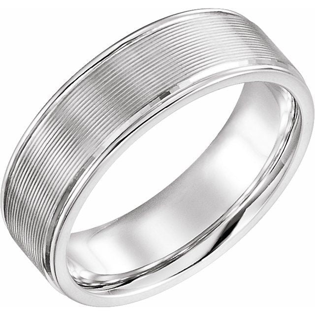 14k White 6 Mm Grooved Band Size 8